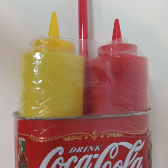 Vintage Coca Cola Ketchup Mustard Retro Diner Restaurant Tin Condiment Holder - Picture 5 of 13